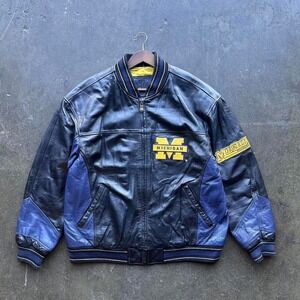 Vintage 90s University of Michigan Leather Jacket G-lll Size Large